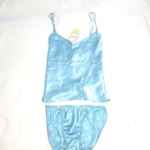 NEW La Senza SILK Snowflake blue white lingerie cami pj set